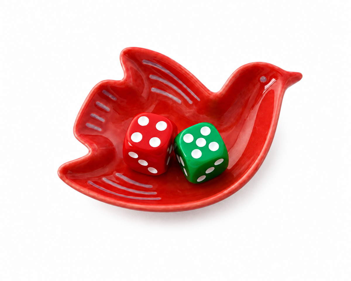 Red Bird Ceramic Dice Dish
