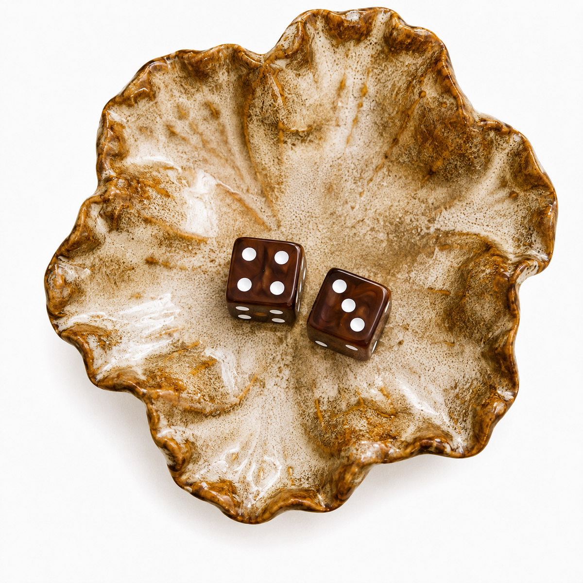 Beige Floral Dice Dish